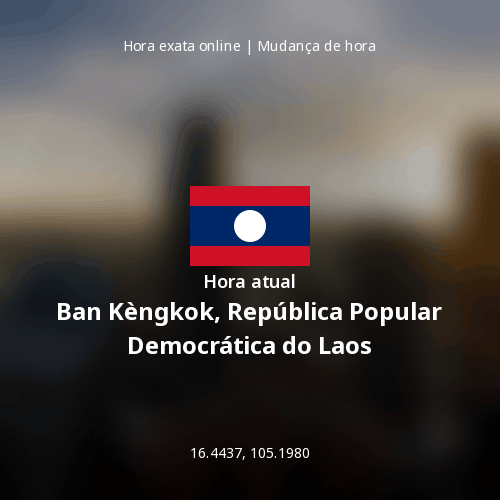 Hora atual em Ban Kèngkok, República Popular Democrática do Laos