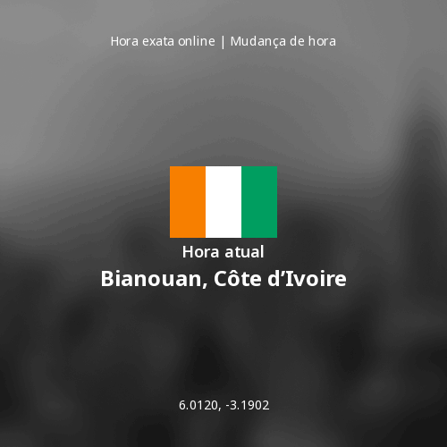 Hora atual em Bianouan, Côte d’Ivoire
