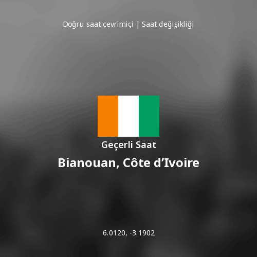Bianouan, Côte d’Ivoire için Geçerli Saat