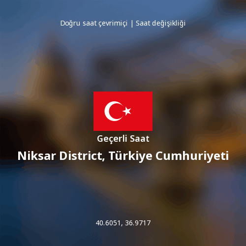 Niksar District, Türkiye Cumhuriyeti için Geçerli Saat