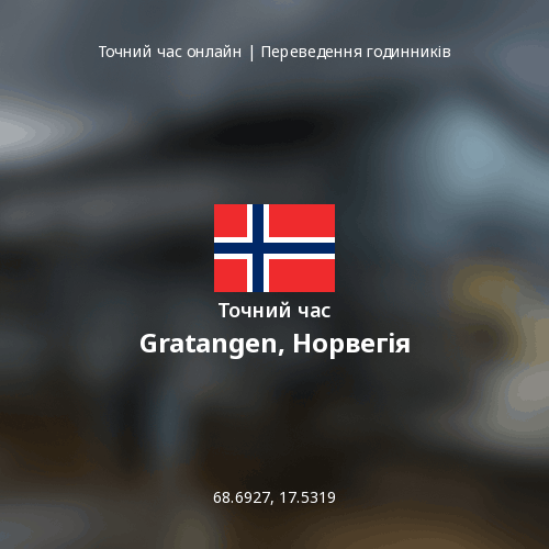 Точний час у Gratangen, Норвегія