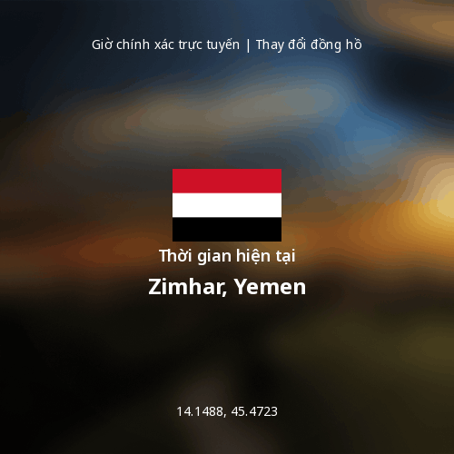 Thời gian hiện tại tại Zimhar, Yemen