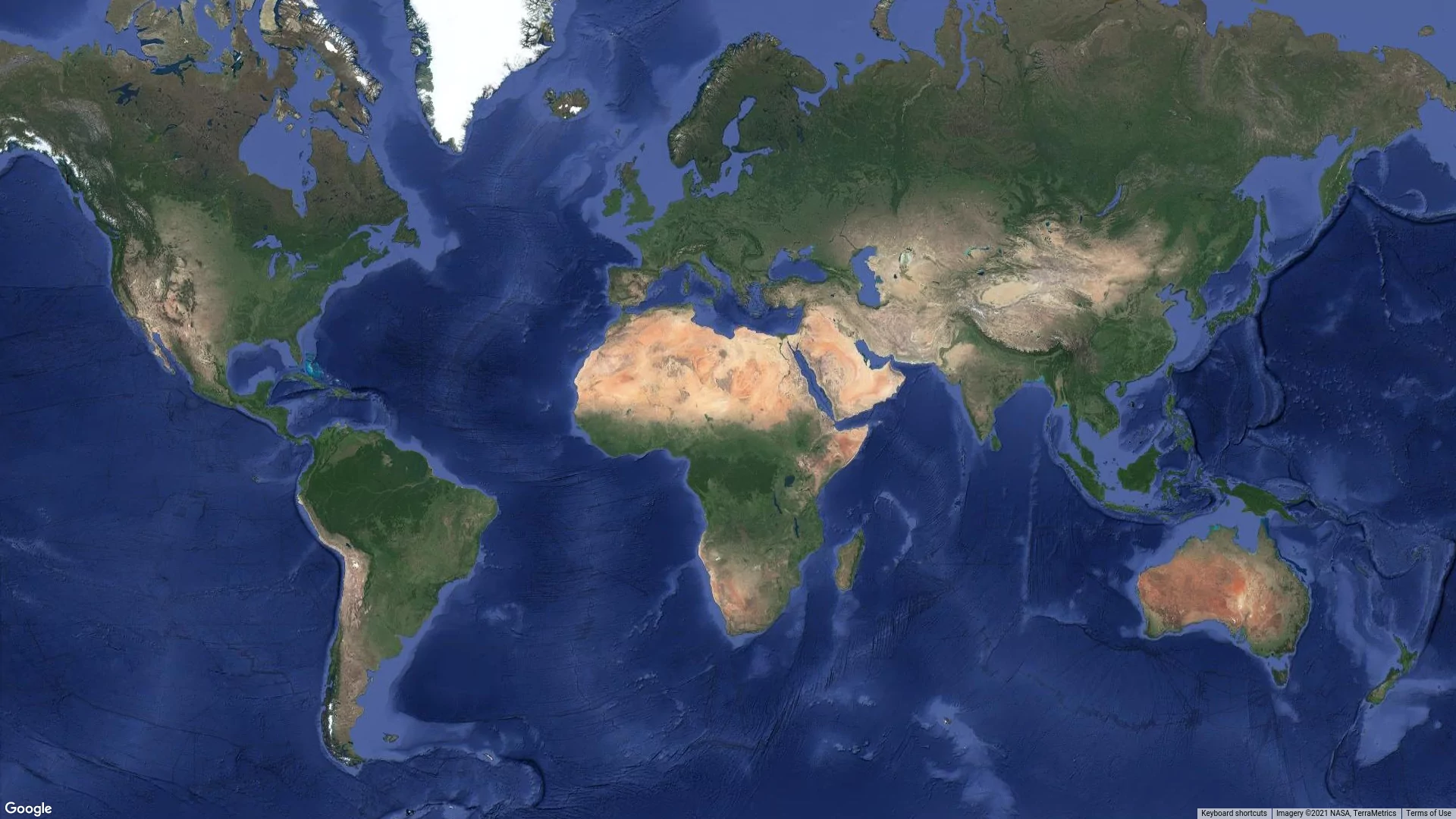 Карта Мира со Спутника Google Maps