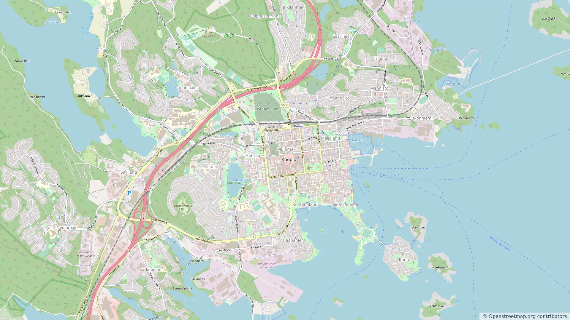 Map Kuopio, (Finland). City map of Kuopio in country Finland